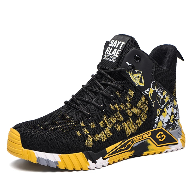 Camo Camouflage High Top Steel Toe Safety Work Boots for Men/Anti-Smash Puncture Resistant Breathable Indestructible