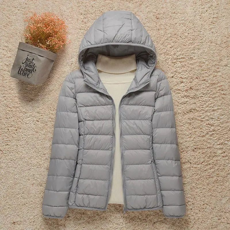 New Spring Autumn Jackets Fashion Women Long Sleeve Ultra Packable/Hooded Down Coat Office Lady Commute Puffer Outerwear