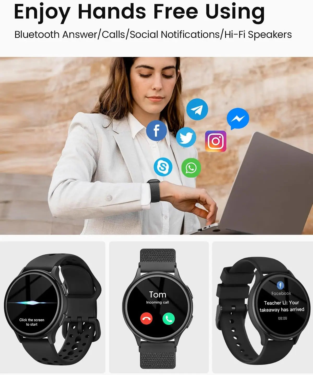 Smart Watches for Women [400+Watch Faces/Calls/Female Health/1.27" Fitness Tracker Smartwatch for iPhone ＆ Android