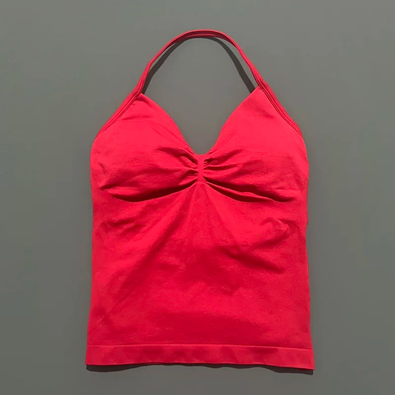 Histello Longline Strappy Top Women Sports Yoga Vest Fitness Tank Top/Gym Beautiful Open Back Bra Running Workout Halter