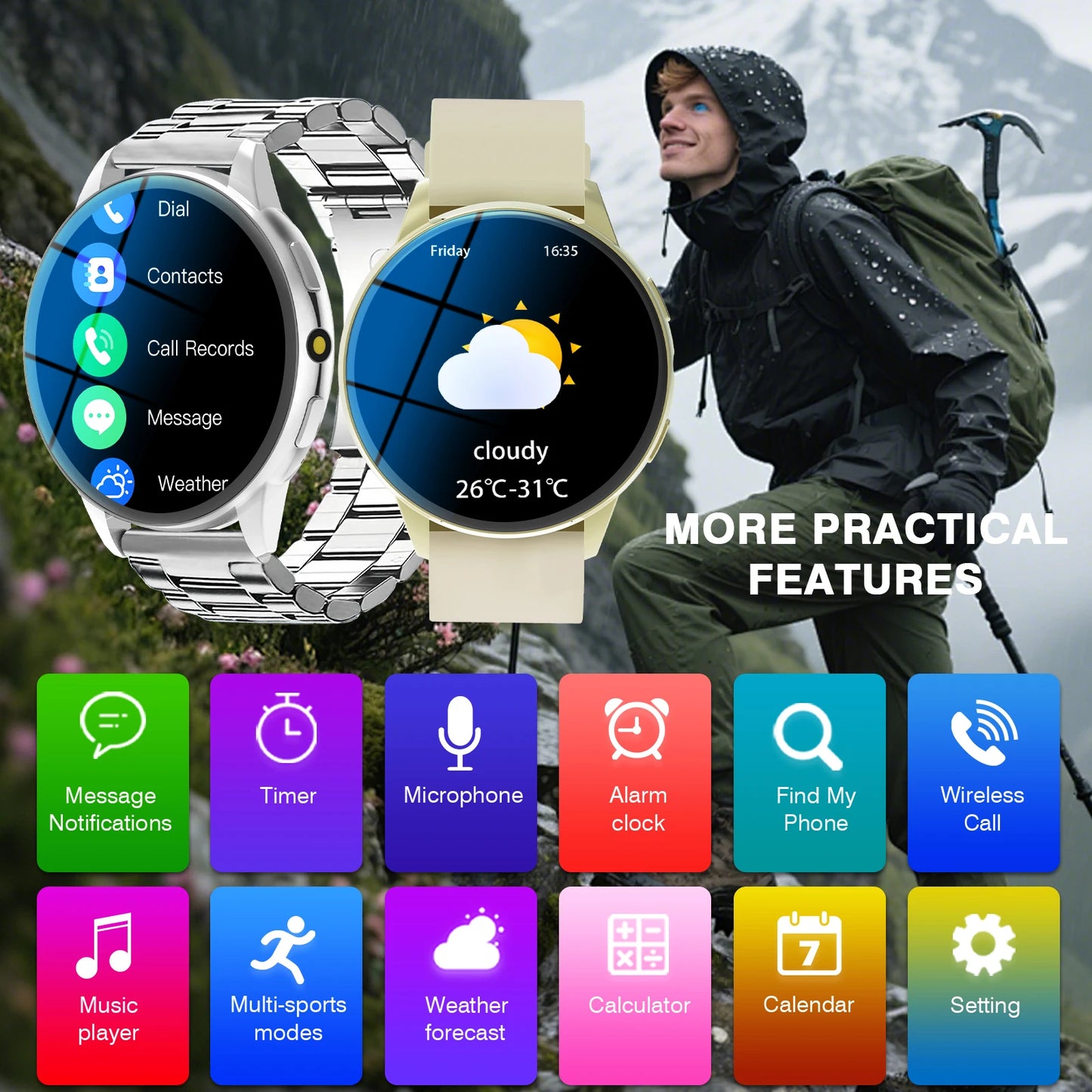 New Smart Watch Men 1.52" HD IPS Screen Bluetooth Call/Fitness Tracker Heart Rate Monitor Sports Smartwatch