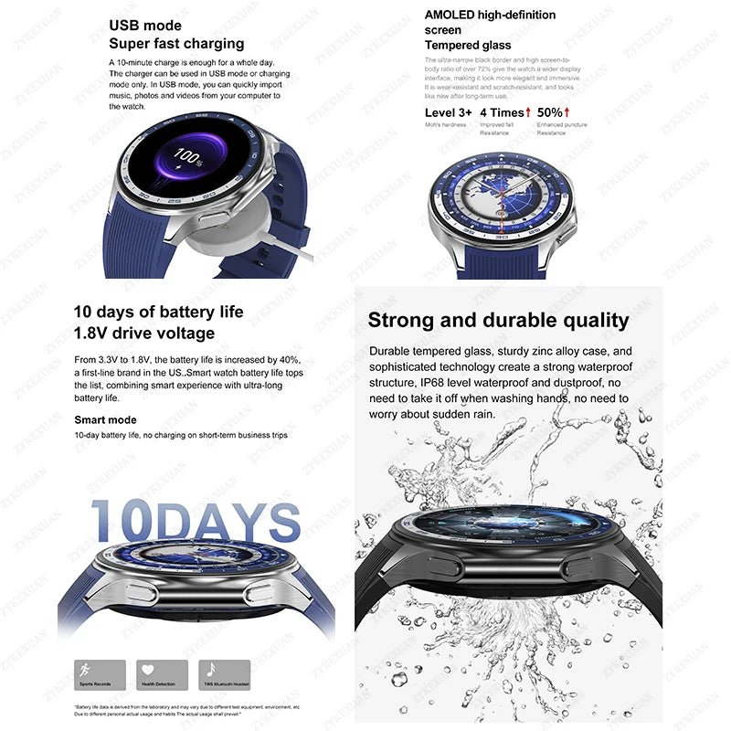 2025 New For OPPO Watch X High-End Business Watch/32G Memory Video Playback Smart Watch Sports Fitness Waterproof