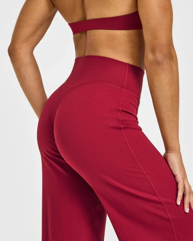 NCLAGEN Soft Motion Straight Leg Bottoms Women's Mid-Waist Yoga Pants/GYM Leggings Naked Feel Pilates Running Sports Trousers
