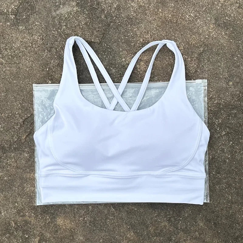 Women Sports Bra Sexy Criss Cross Straps Back High Support/Impact Yoga Underwear Running Fitness Gym Padded Bralette