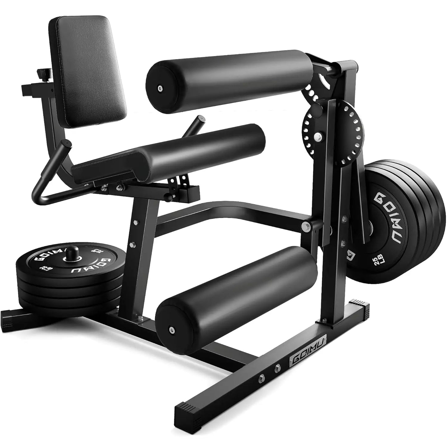 Leg Extension and Curl Machine, 4 in 1 Lower Body Workout Machine/Adjustable Leg Curl Machine with Plate Loaded