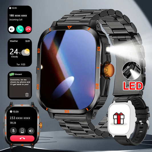 Smart watch full touchscreen sports watch Bluetooth calling/with flashlight unisex compatible with Android and iPhone