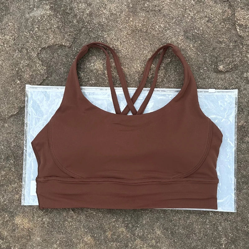 Women Sports Bra Sexy Criss Cross Straps Back High Support/Impact Yoga Underwear Running Fitness Gym Padded Bralette