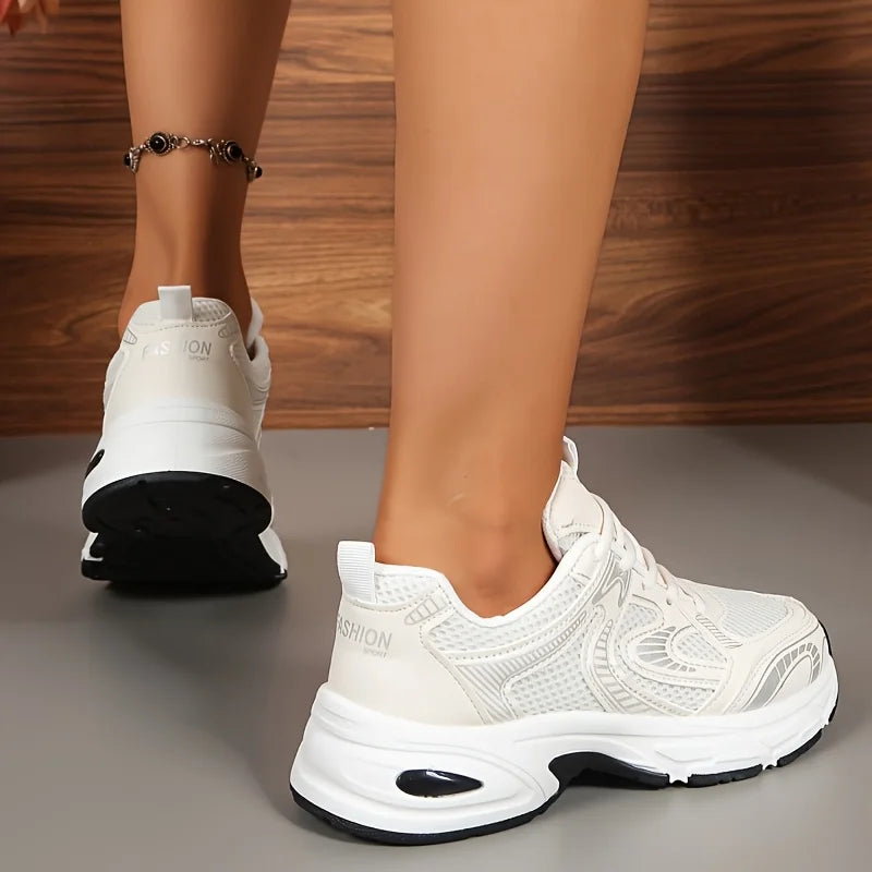Women Mesh Chunky Platform Dad Sneakers Thick Sole Height Increasing'/Casual Shoes Breathable Non Slip Lace Up Walking Trainers Multicolor