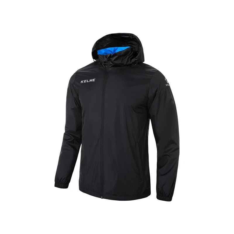 KELME Men's Windbreaker Running Jacket Hooded Windproof Coat/Training Waterproof Jacket Quick Dry
