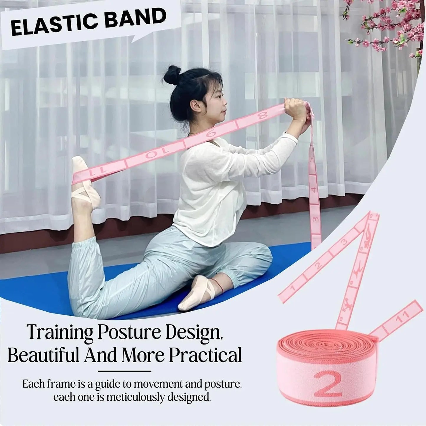Multi-Loop Stretch Band for Yoga Pilates Ballet Physical Therapy/Flexibility & Leg Stretching Durable Stretching Equipment with 11 Loops