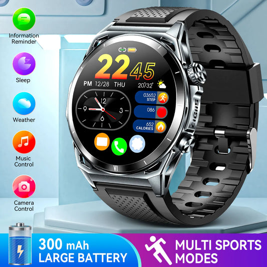 EIGIIS New Smart Watch KE6 1.43" AMOLED Display Men Black Sports Watch/KE Series Bluetooth Call Health Monitor IP68 Waterproof