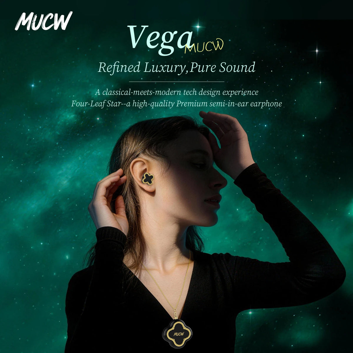 MUCW CO06 Four‑Leaf Clover TWS Wireless Earbuds Bluetooth/V6.0 ENC Call Noise Reduction 3.3g Lightweight In‑Ear Headphones
