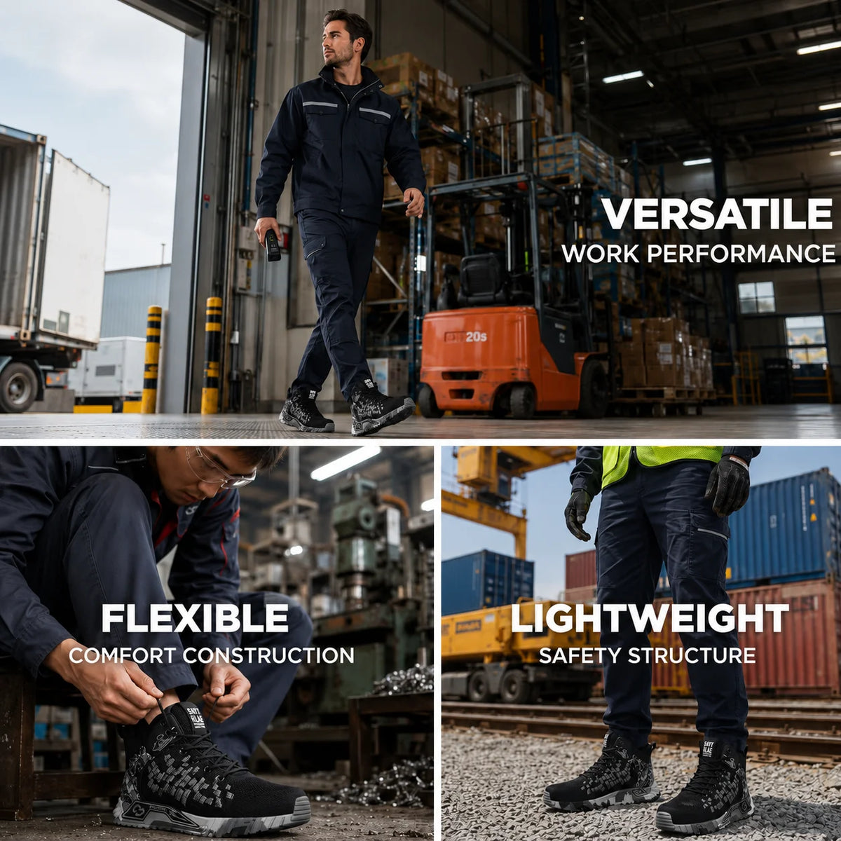 Wear Resistant Durable Steel Toe Work Shoes for Men Impact Resistant/Steel Toe Cap Lightweight Comfortable Industrial Safety Sneakers