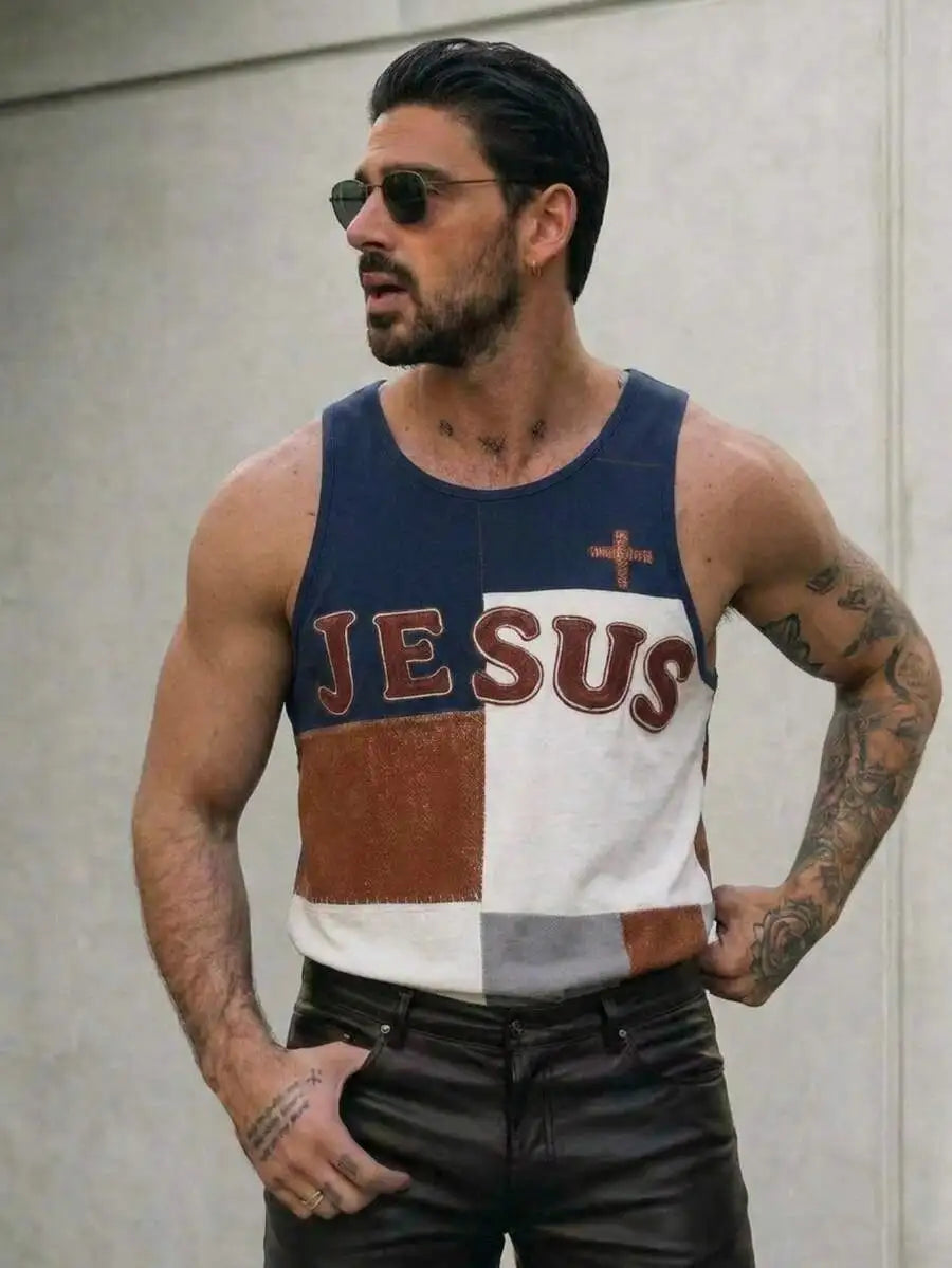 AXEPEAK Men's Casual Sports Tank Top Embroidered Logo Gym/Athletic Muscle Tank Summer Slim Fit Designer Luxury Brand Style
