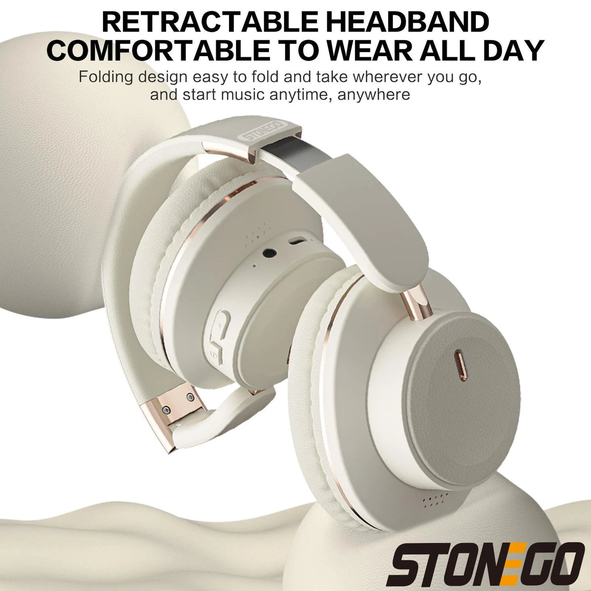 Bluetooth Headphones Wireless Headset Over Ear Foldable/Portable Fashion Aesthetic Design With 24H Long Battery Life