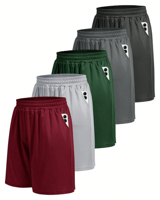 5 Pack Men's Athletic Shorts With Deep Pockets/Quick Dry Gym Running Basketball Casual