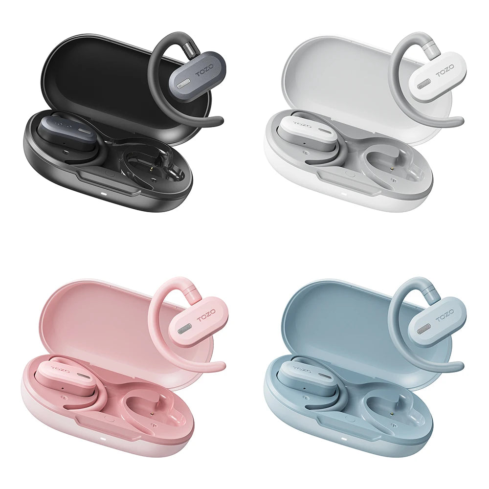 Refurbished TOZO Open Ear Hooks Headphones OWS Wireless Bluetooth/5.3 Earphones Earbuds Adjustable Music Sport HiFi Stereo Sound