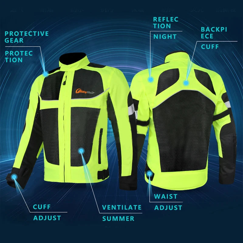 Motorcycle reflective night-time wear jacket/motorcycle protective gear pad jacket