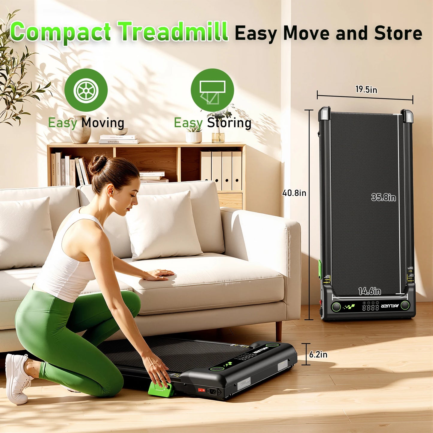 Akluer Walking Pad, Under Desk Treadmill with Incline for Home Office/2.5HP Portable Walking Treadmill with 300 Lbs Weight Capacity