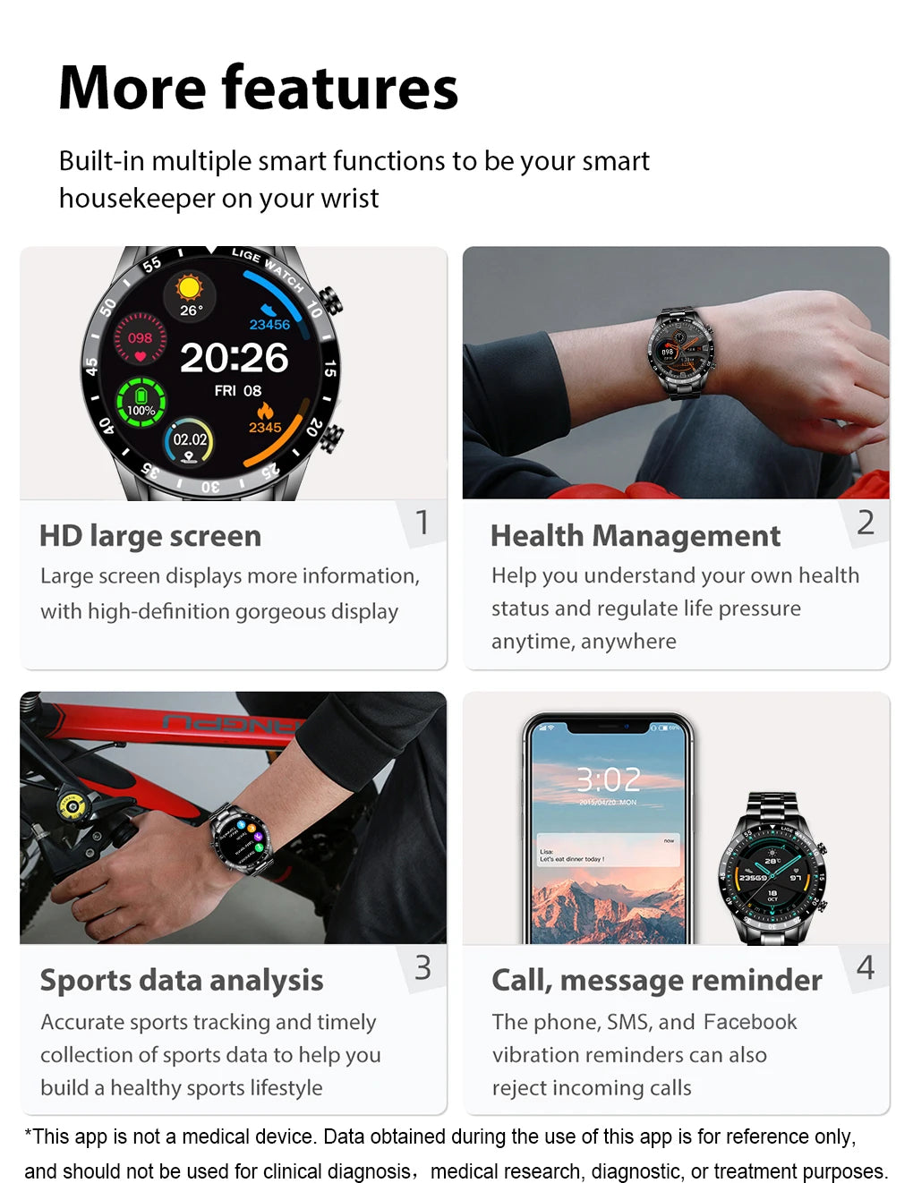 LIGE Fashion Smart Watch Men Full Circle Touch Screen Bluetooth Call/Men Smartwatch Waterproof Sport Watch