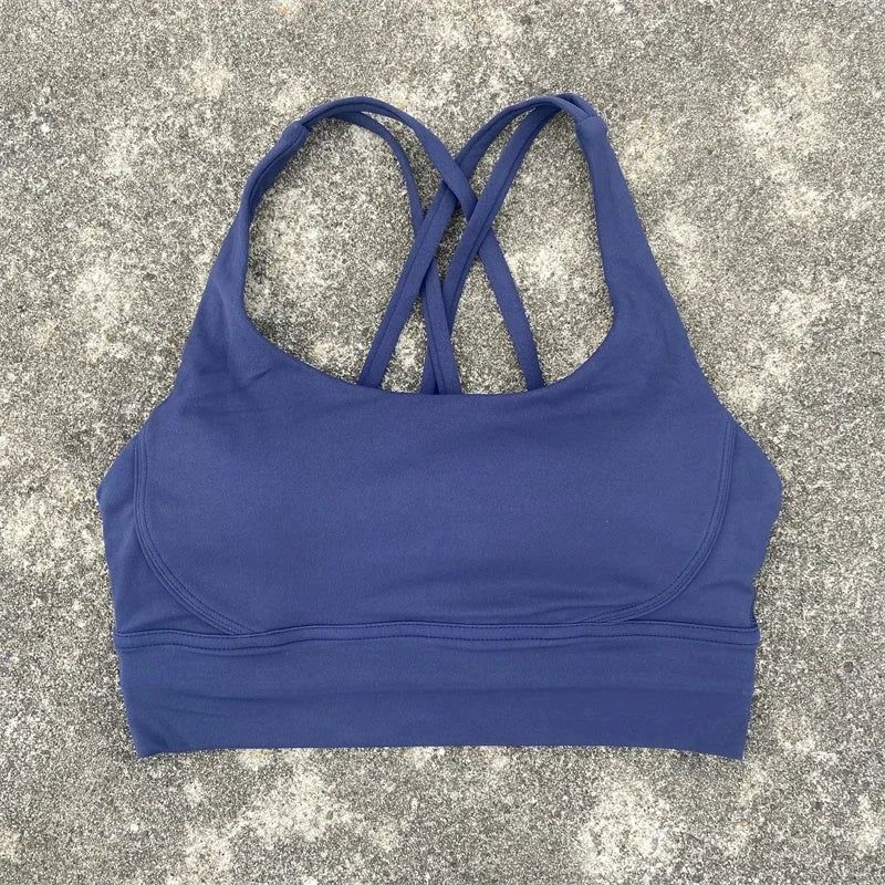 Cross Straps Sports Bra Women Gym Sports Top High Support/Fitness Bralette Yoga Vest Push Up Running Underwear With Chest Pad