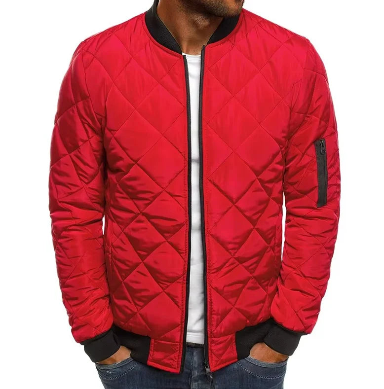 Winter New Jacket Men's Baseball Collar Mesh Pressed/Lightweight  Jacket Vintage Flight Casual Long Sleeve