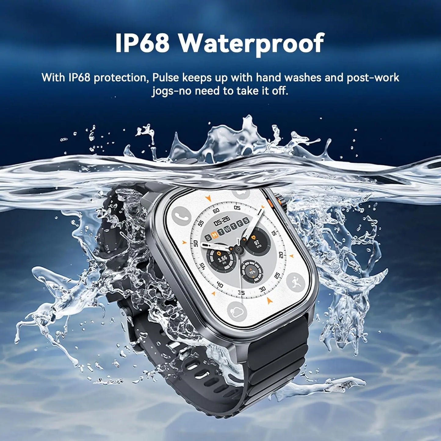 Original KOSPET PULSE Smart Watch Men Women 1.96" AMOLED BT Call/IP68 Waterproof 180 Freestyle Training Modes Fitness Monitoring