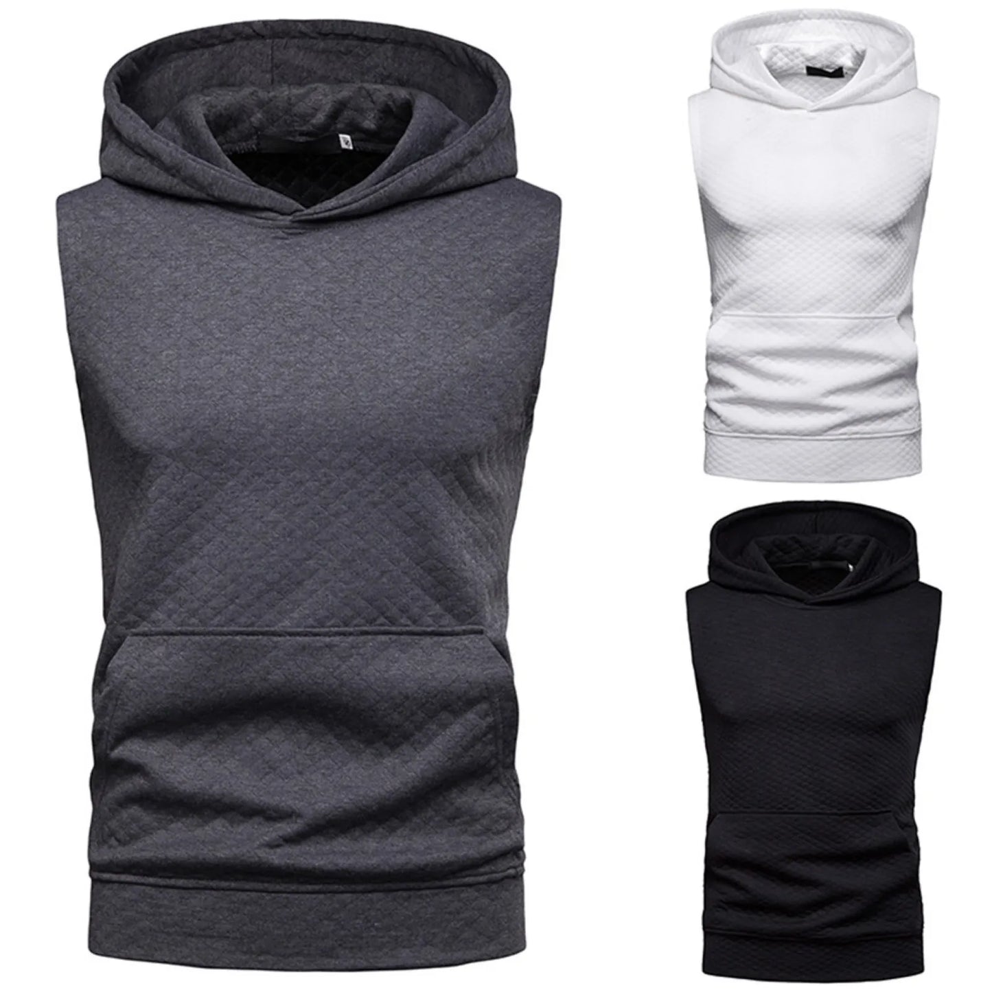 Summer Men Muscle Gym Hoodie Tank Top Fashion Sleeveless Solid/Color Cotton Bodybuilding Athletic Vests Tank Top