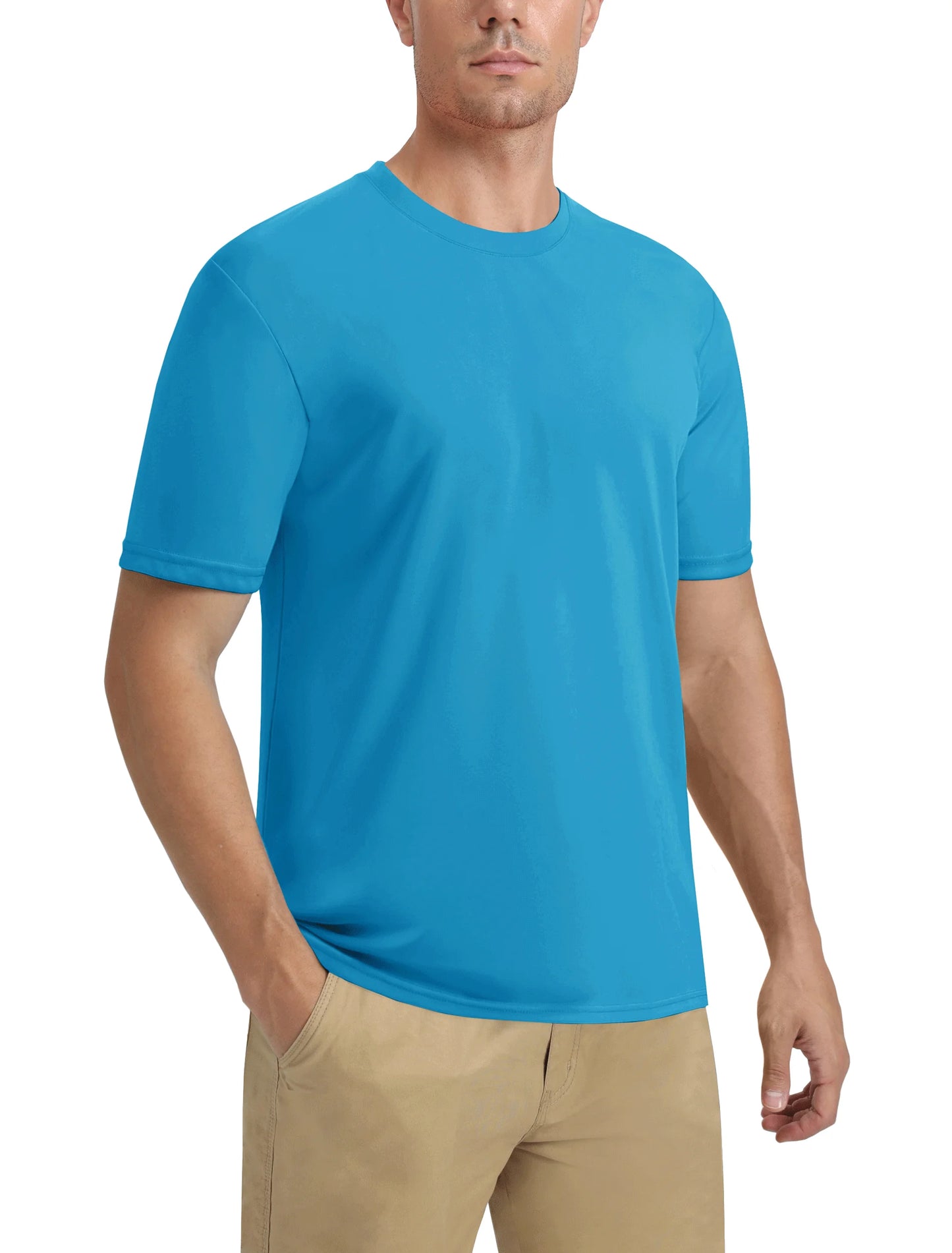 Men's UPF 50+ Shirt Sun Protection SPF UV Moisture Wicking/Lightweight Quick Dry Swim Rash Guard Short Sleeve Athletic Running