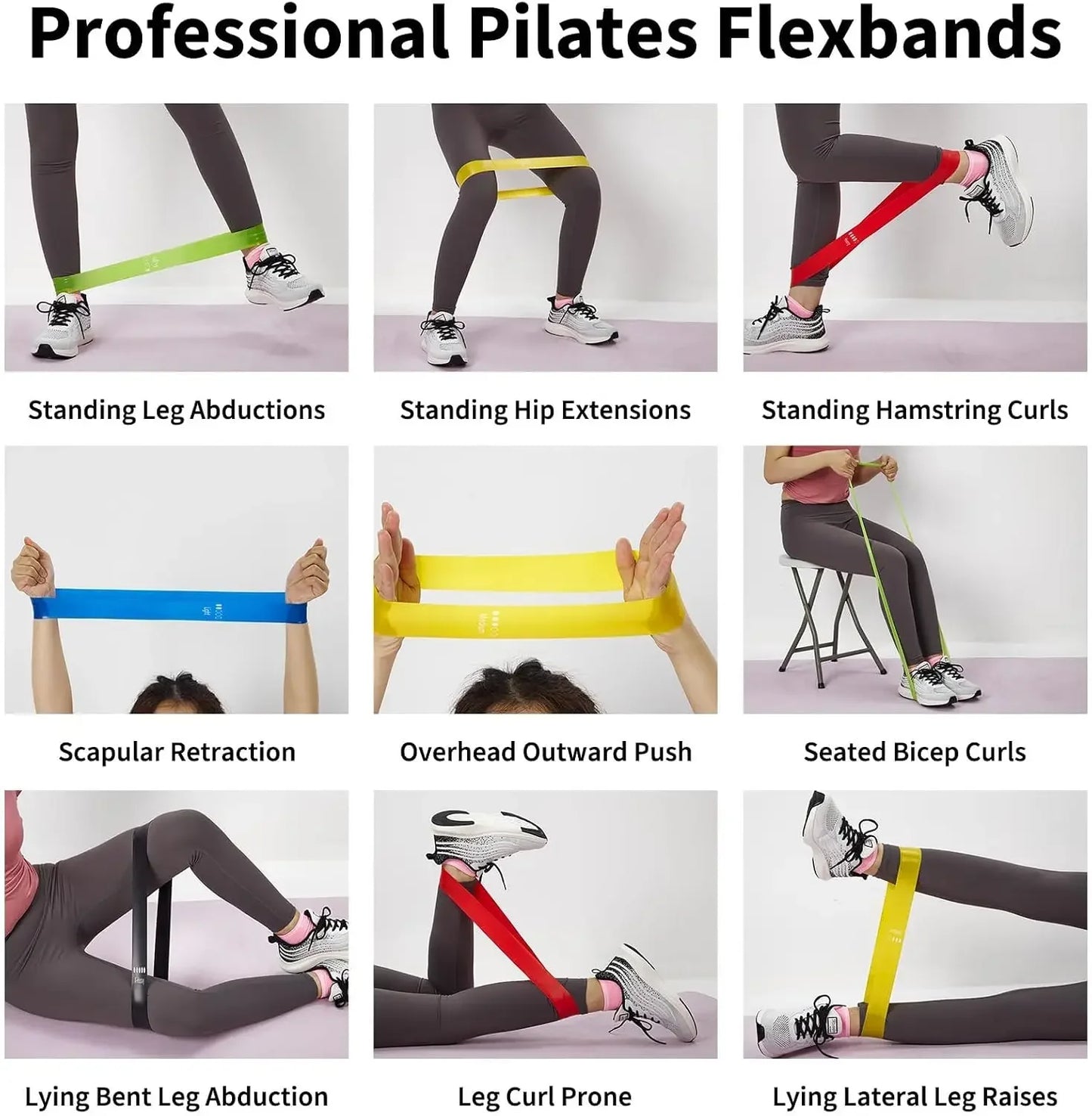 20 Count TPE Resistance Bands Fitness Set Elastic Exercise Loops/for Strength Workout Muscle Stretching  Yoga Gym Equipment
