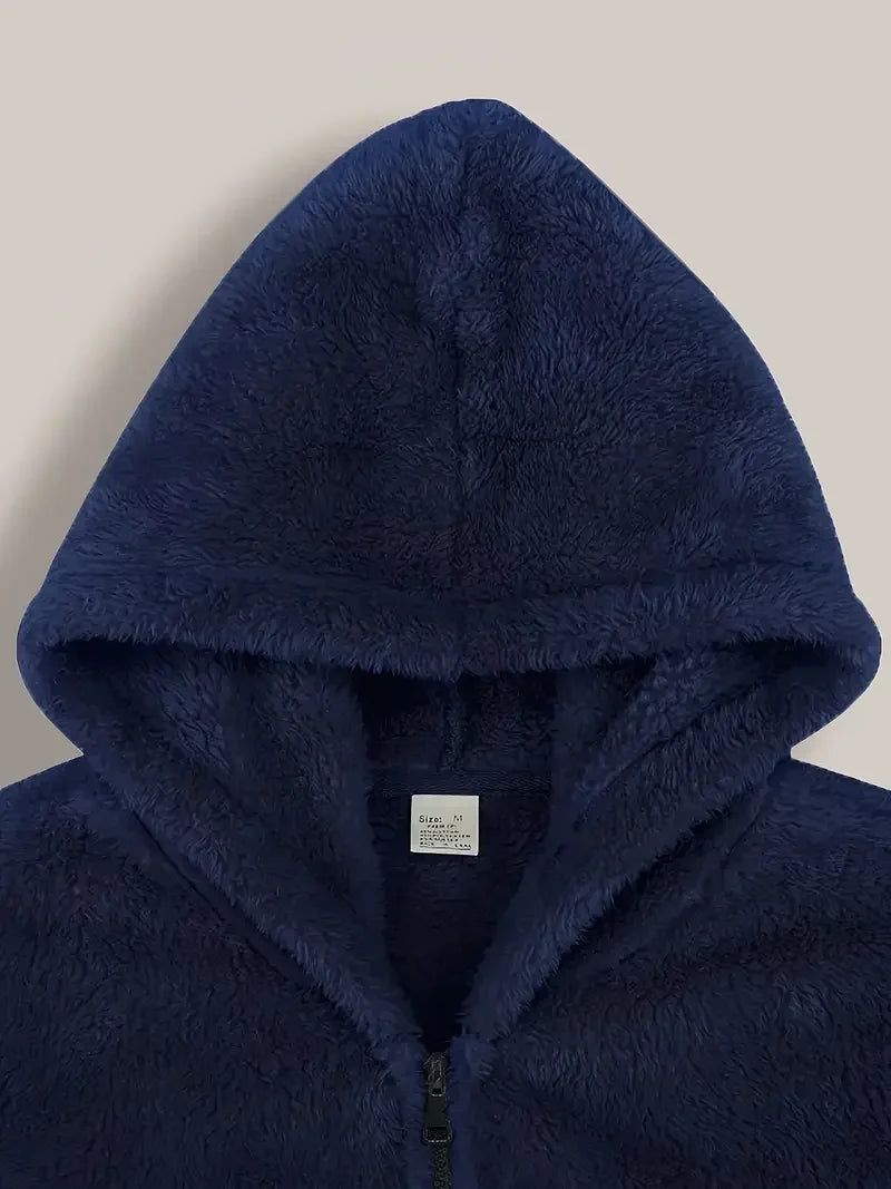 Men's Coral Fleece Jacket Hoodie Thickened Autumn Winter/Warm Zipper Hooded New Arrival Comfortable Sweatshirt