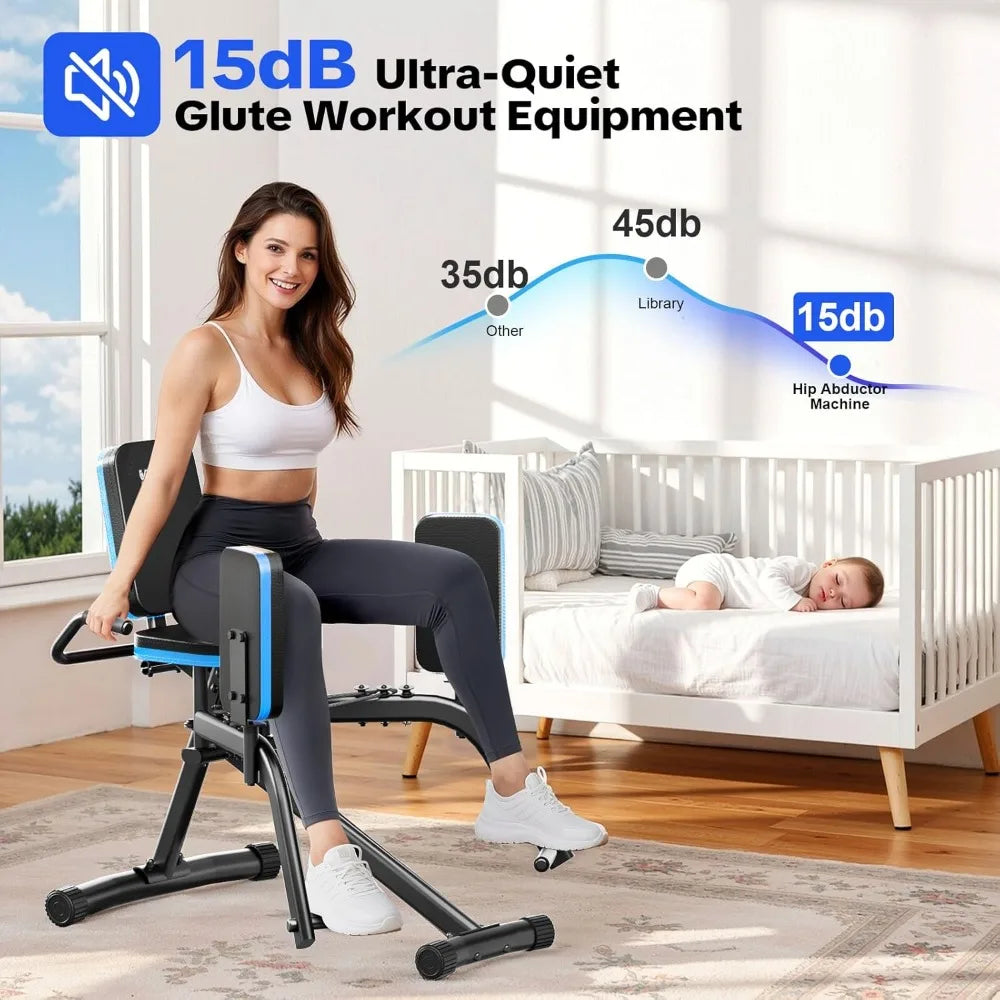 Hip Abductor Machine for Home Gym 6-Level Thigh/Exercise Equipment w/ Bonus Resistance Band