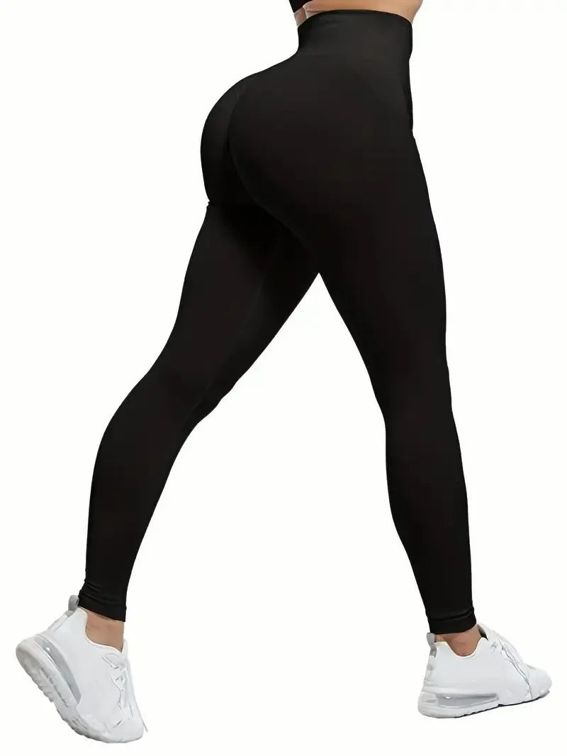 Solid Color Seamless Yoga Leggings High Waist Fitness/Running Workout Sports Pants Women's Activewear
