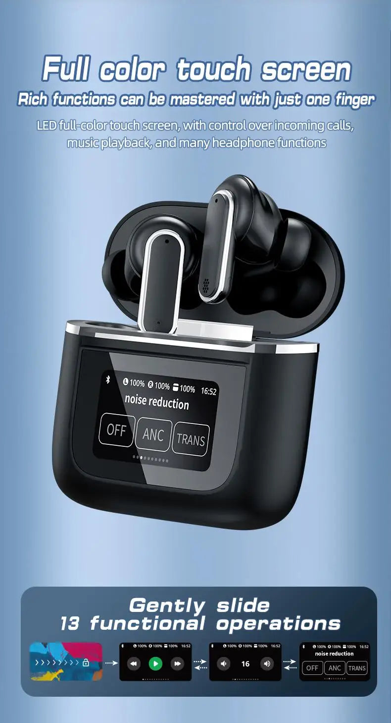 New Wireless Bluetooth earphones with multifunctional digital display screen/support earphone high aesthetic value earphone