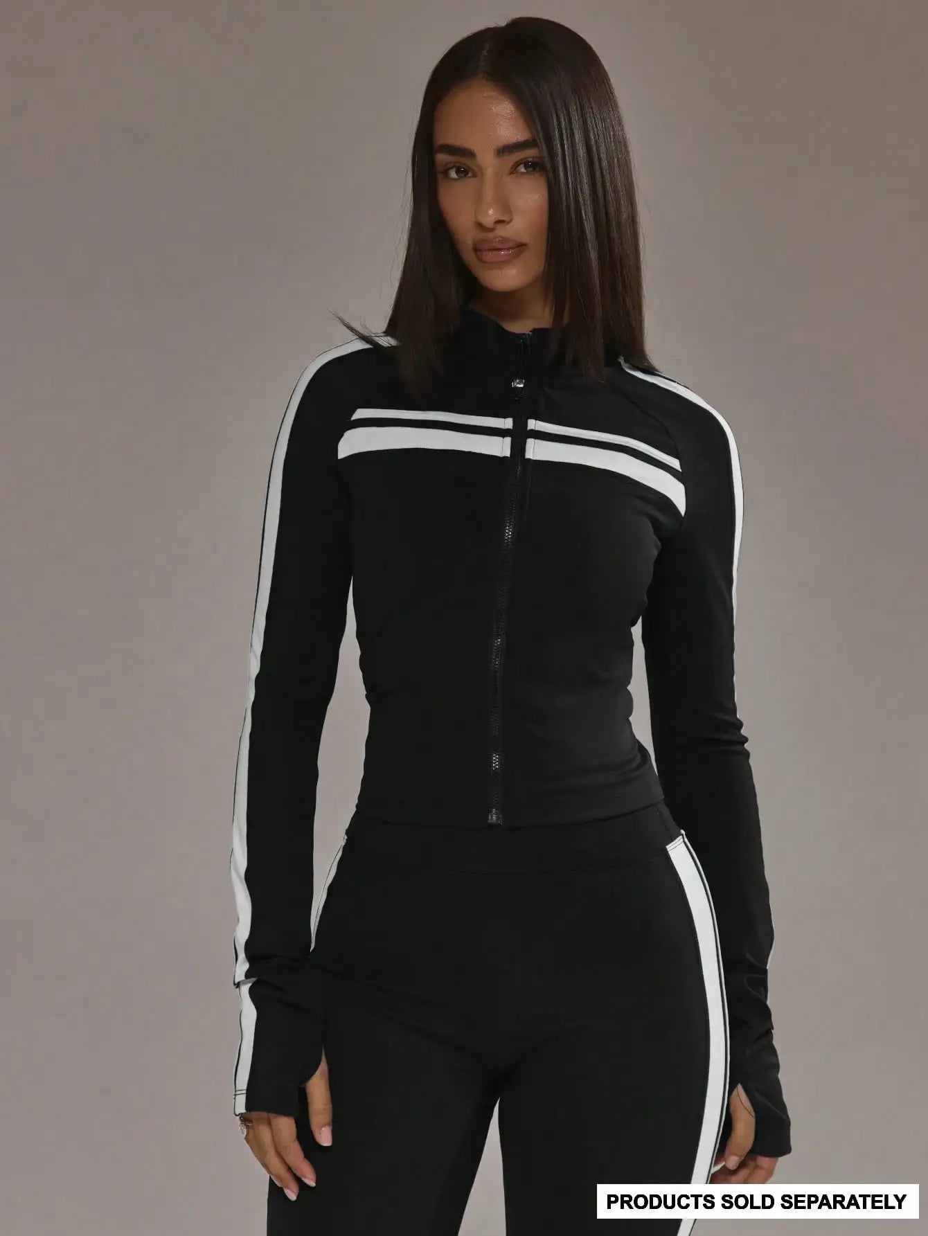 Zip Through Stripe Detail Sculpting BBL Jacket/For Gym Workout Yoga Fitness Daily Wear