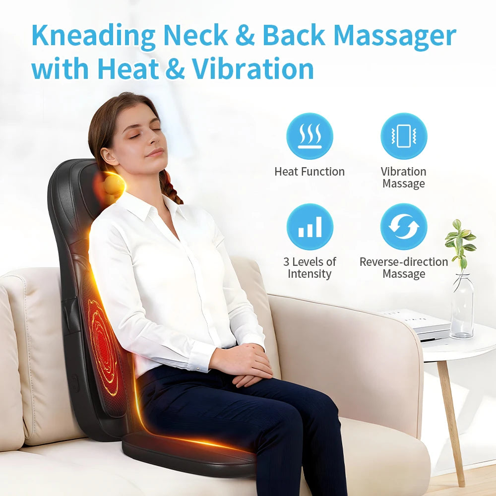 Shiatsu Neck Back Massager with Heat Adjustable Massage Chair Pad/Back Support Massage Seat Cushion for Full Body Massager