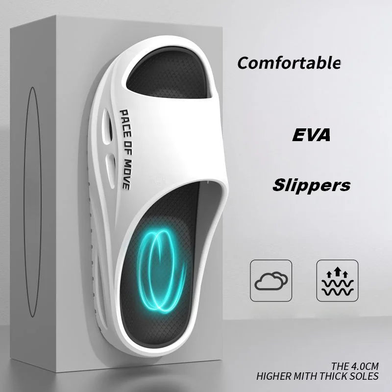 Platform Slides for Men, Letter Graphic Cutout EVA Sport Slippers/Breathable Daily Walking Beach Sandals