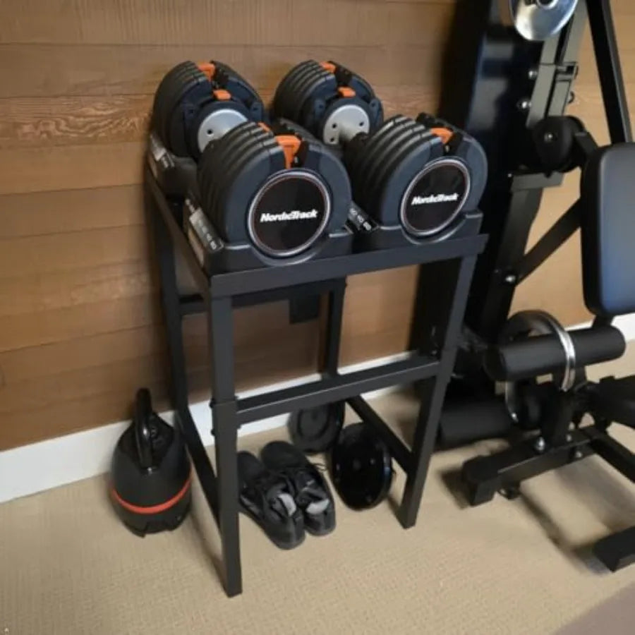 Commercial Heavy Duty Adjustable Dumbbell Stand Kettlebell Stand/Steel Black Weight Rack for Garage/Home Gym