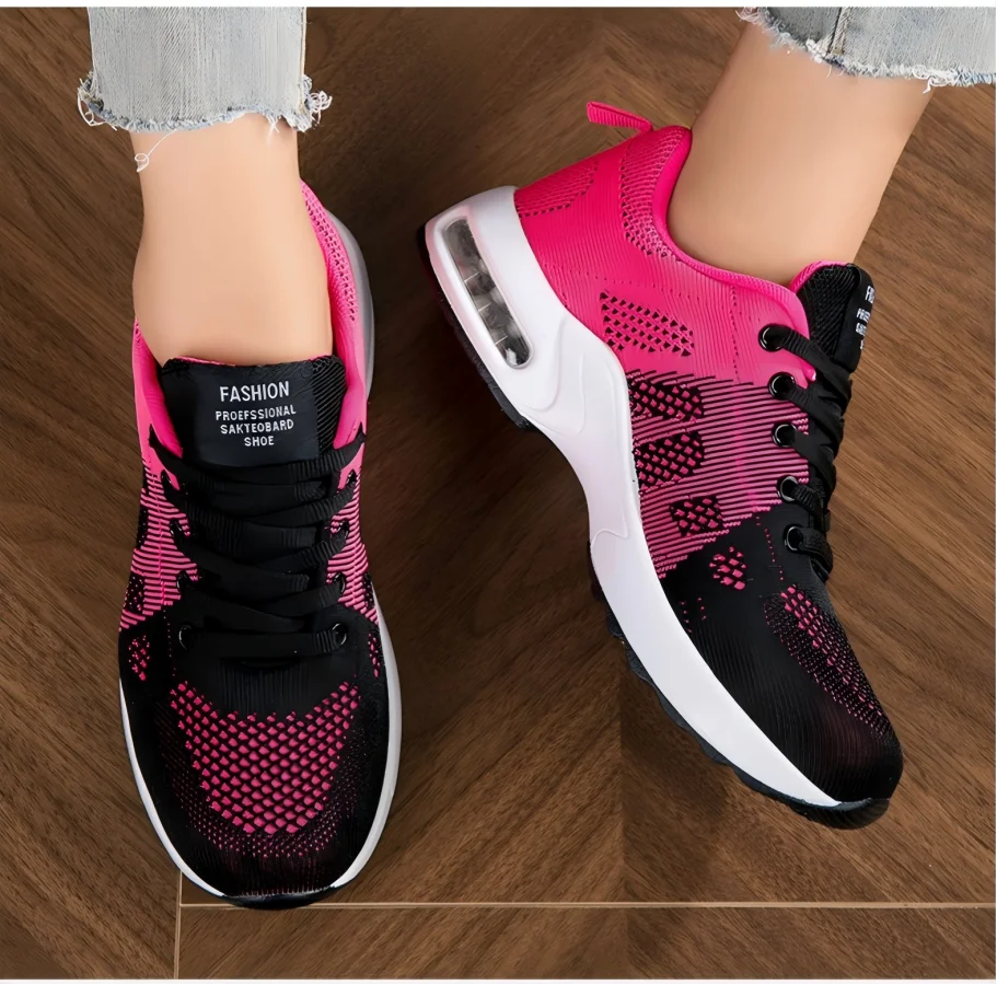 Women's Shock Absorbing Air Cushion Sneakers Breathable Mesh/Lightweight Sports Shoes for Walking & Running