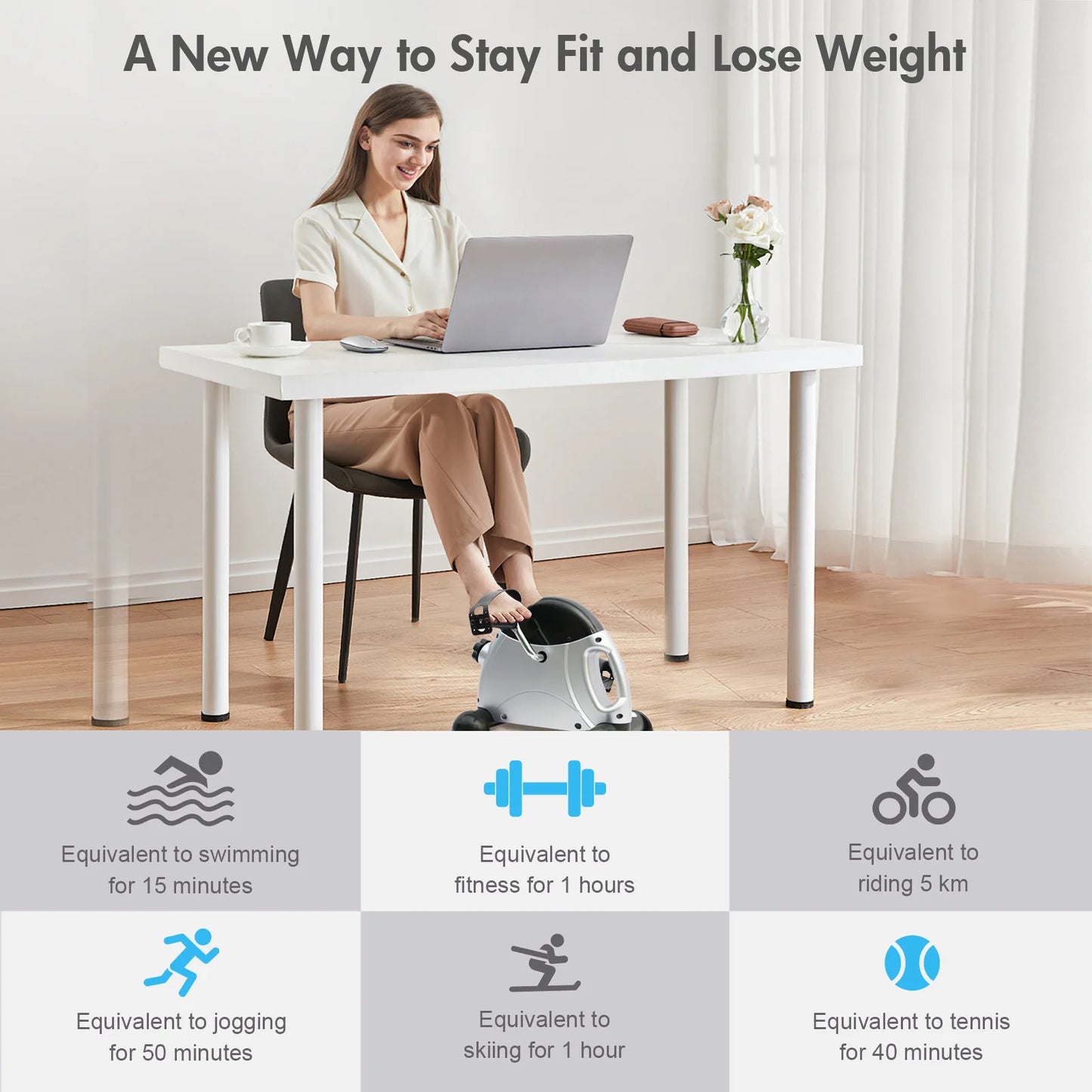 Mini Under Desk Pedal Exerciser Bike Multi-Function Motorized Digital/With LCD Screen Display for Leg Arm and Knee for Elderly