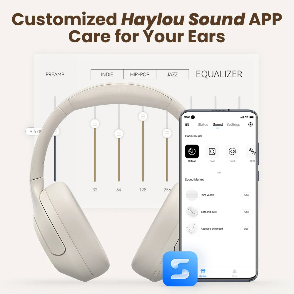 HAYLOU S35 ANC Wireless Bluetooth Headphones 42dB ANC ENC/Over-ear Headphone Noise Cancellation 60H Playtime Earphones
