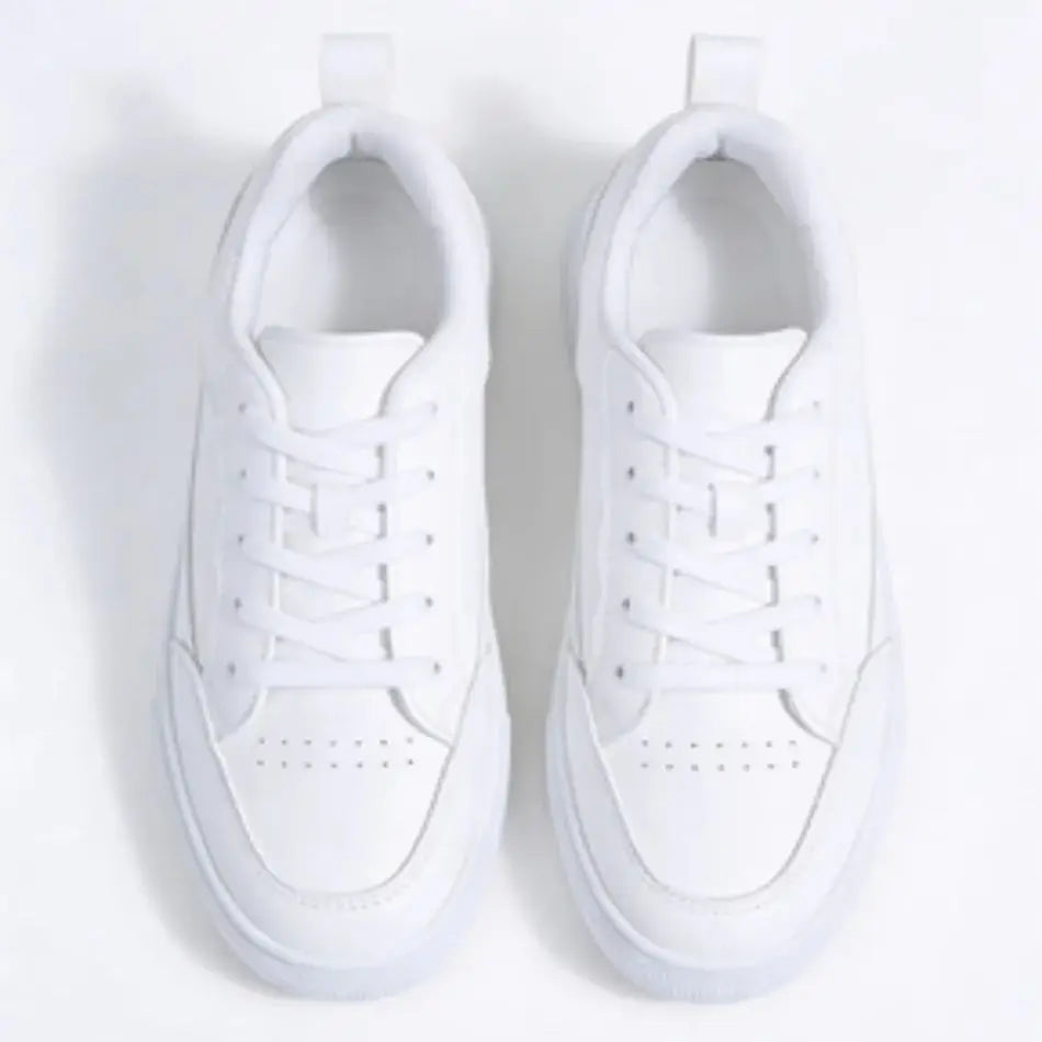 Women's/Men's All White Casual Sneakers Breathable Lace-Up/Platform Shoes Fashion Daily Walking Sneakers for All Seasons