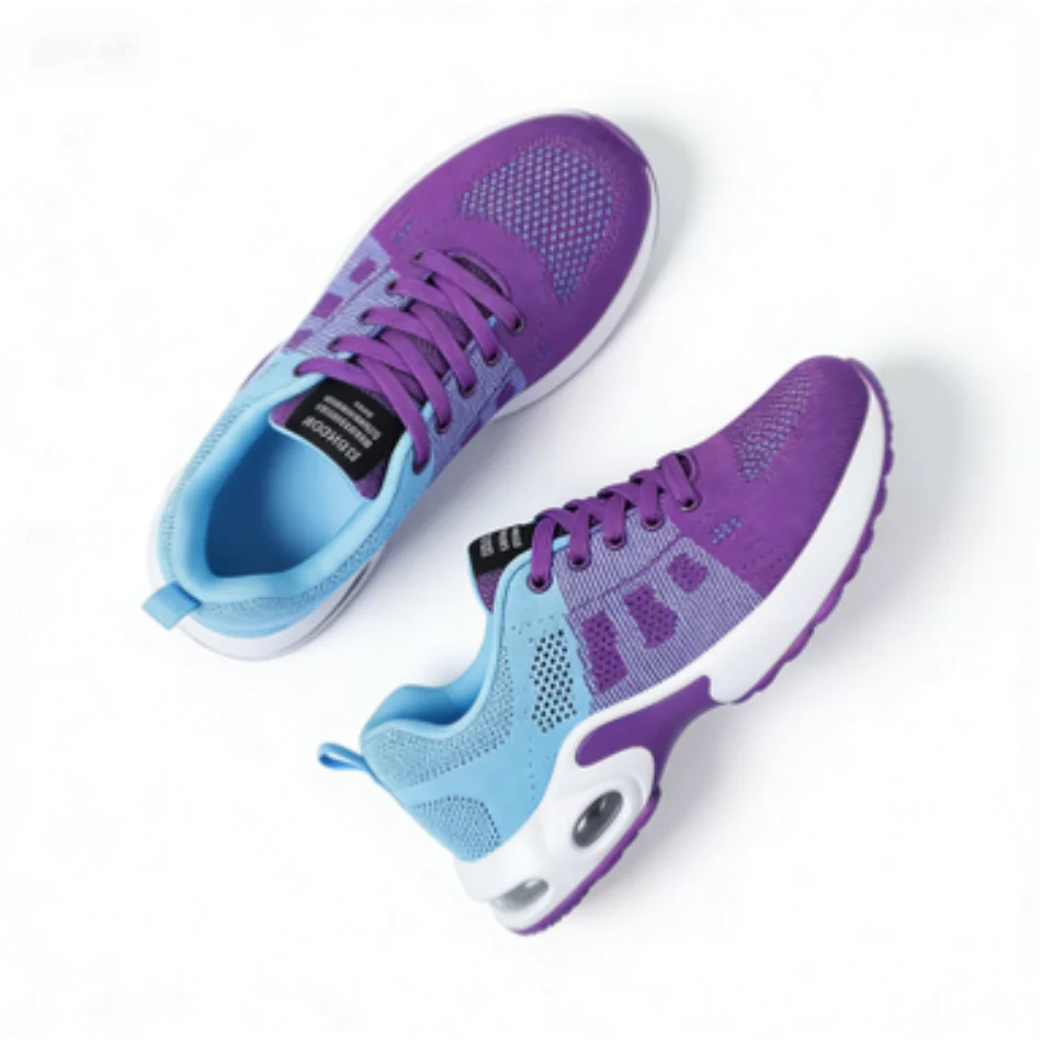 Women's Colorblock Purple Blue Air Cushion Sneakers/Breathable Mesh Lightweight Athletic Shoes