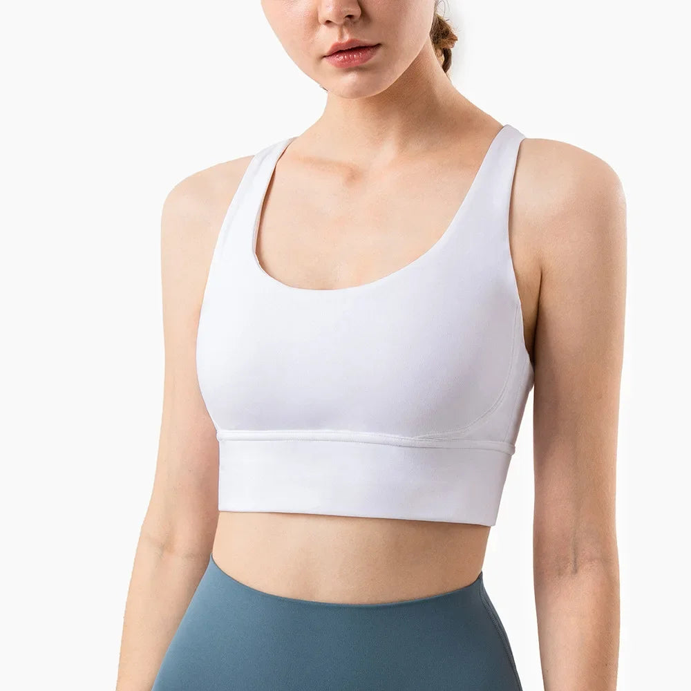 Women Sports Bra Sexy Criss Cross Straps Back High Support/Impact Yoga Underwear Running Fitness Gym Padded Bralette