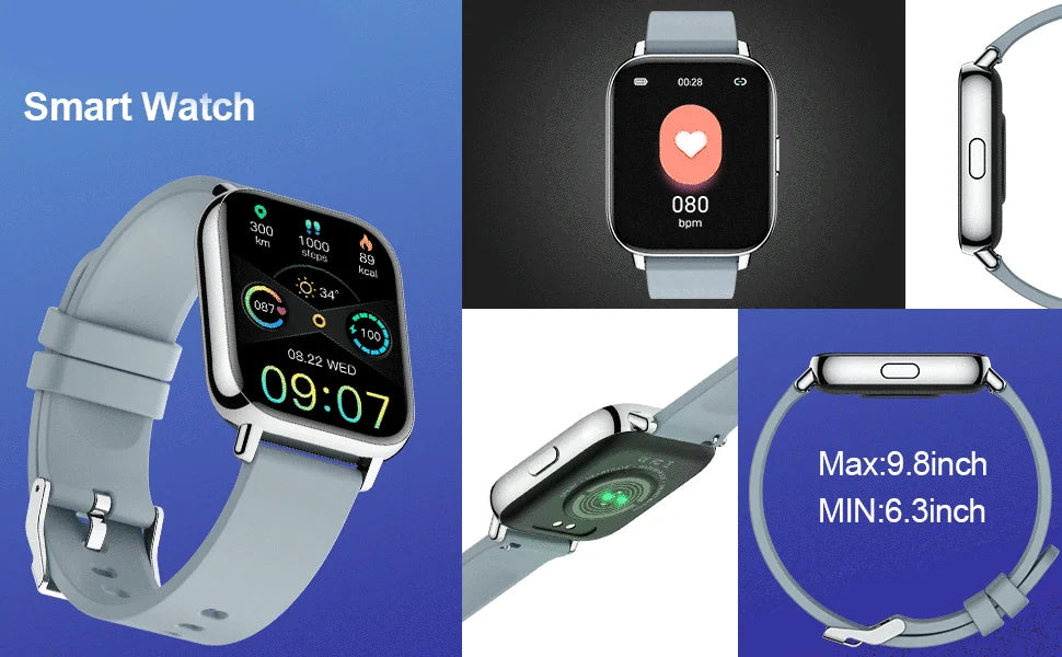 Nerunsa Smart Watch Fitness Tracker 1.69" Touch Screen Smartwatch/Fitness Watch Heart Rate Monitor/Pedometer/Sleep Monitor.