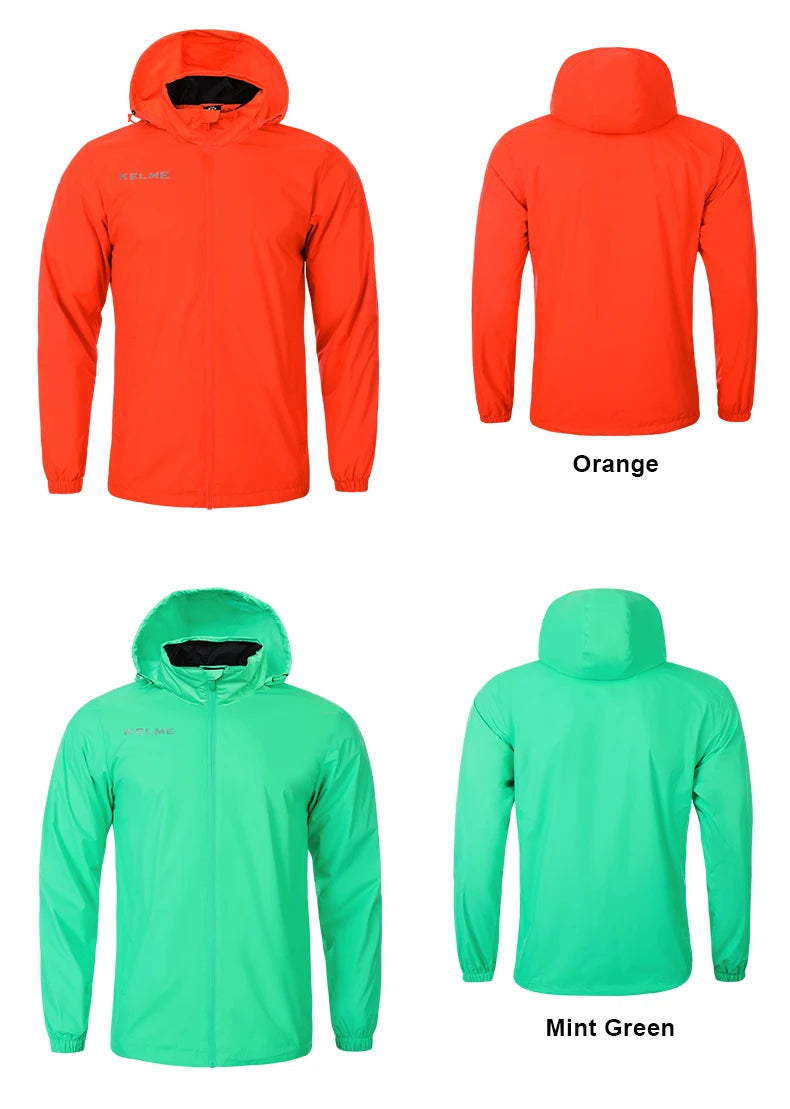 KELME Men's Windbreaker Running Jacket Hooded Windproof Coat/Training Waterproof Jacket Quick Dry