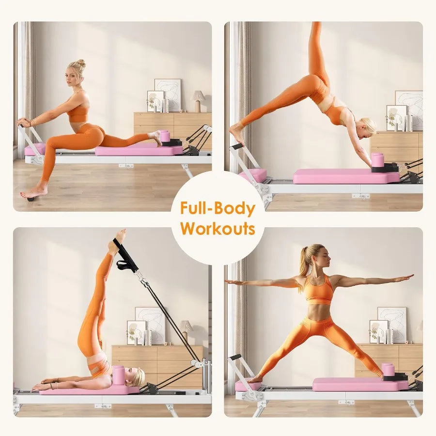 Foldable Pilates Reformer Machine for Home Gym Ideal/Pilates Workout Equipment for Beginners High Intensity Cardio Fitness