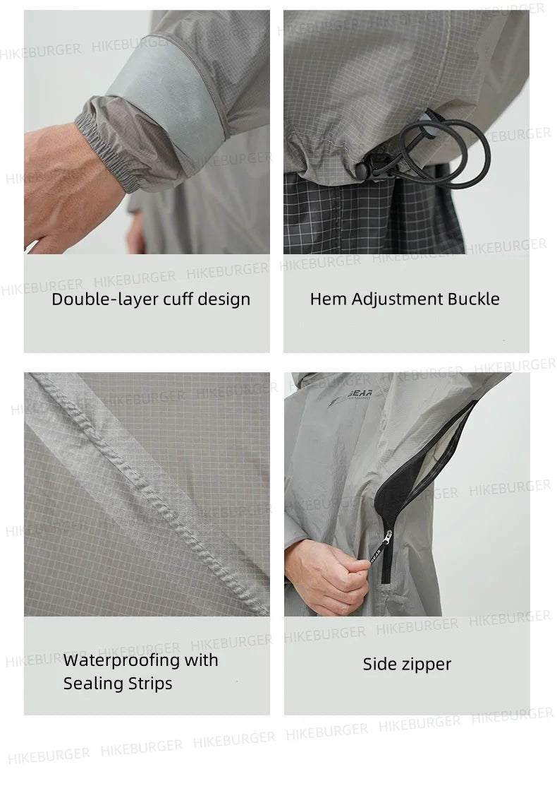 3F UL GEAR QingSuo Spilt Rain Poncho Outdoor Ultralight/Sleeve Rain Coats 15D Nylon Waterproof Hiking Cycling Jacket