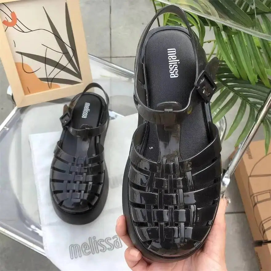 Vintage Women's Thick Sole Casual Jelly Women Anti-Slip/Summer Beach Shoes EVA Material Chunky Platform Sandals