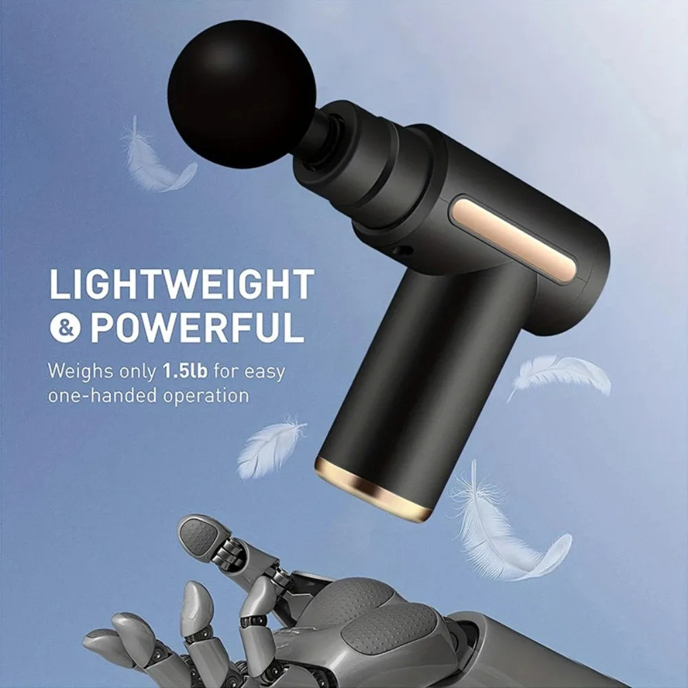 Portable digital fascia gun, convenient electric massager/LED display screen with six adjustable levels,silent and long-lasting